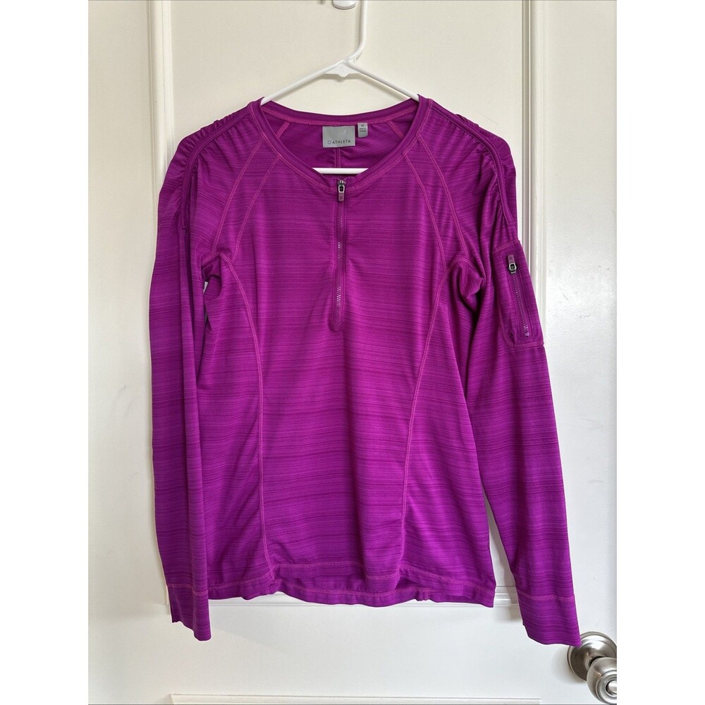 Athleta M Magneta Quarter Zip Shirt Pink Women’s Medium Purple